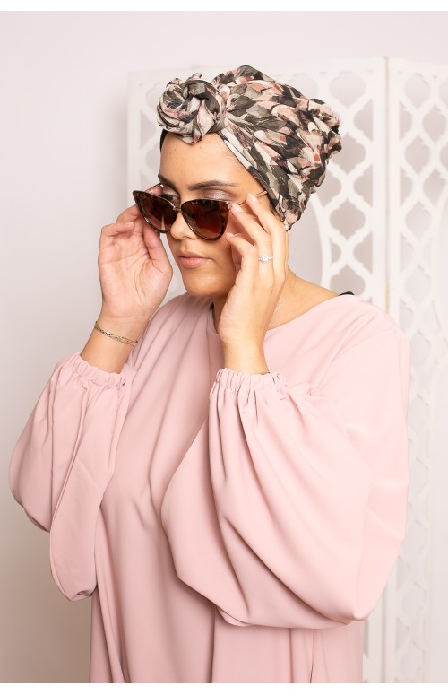 Turban à nouer leaf pink collection capsule été boutique musulmane