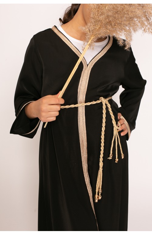 Robe caftan fille noir pour fête boutique moderne pas cher musulmane