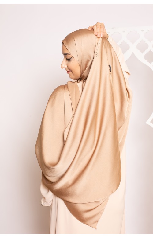 hijab sedef satiné taupe ambré boutique musulmane