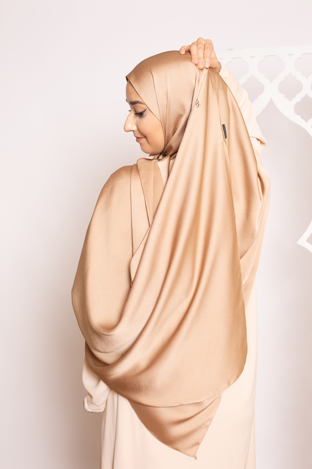 hijab sedef satiné taupe ambré