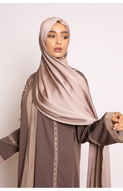 hijab sedef satiné taupe foncé boutique musulmane moderne