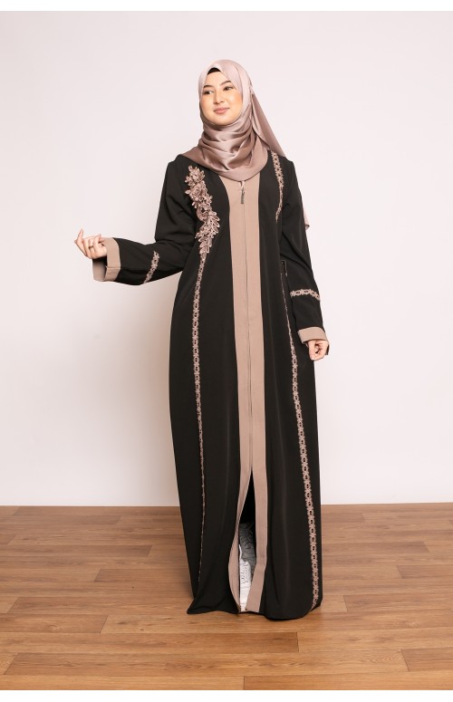 Abaya brodé noir collection ramadan boutique v^tement pour femme musulmane