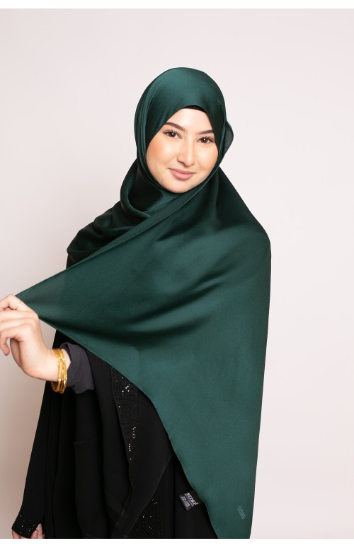 hijab sedef satiné vert foncé boutique musulmane moderne