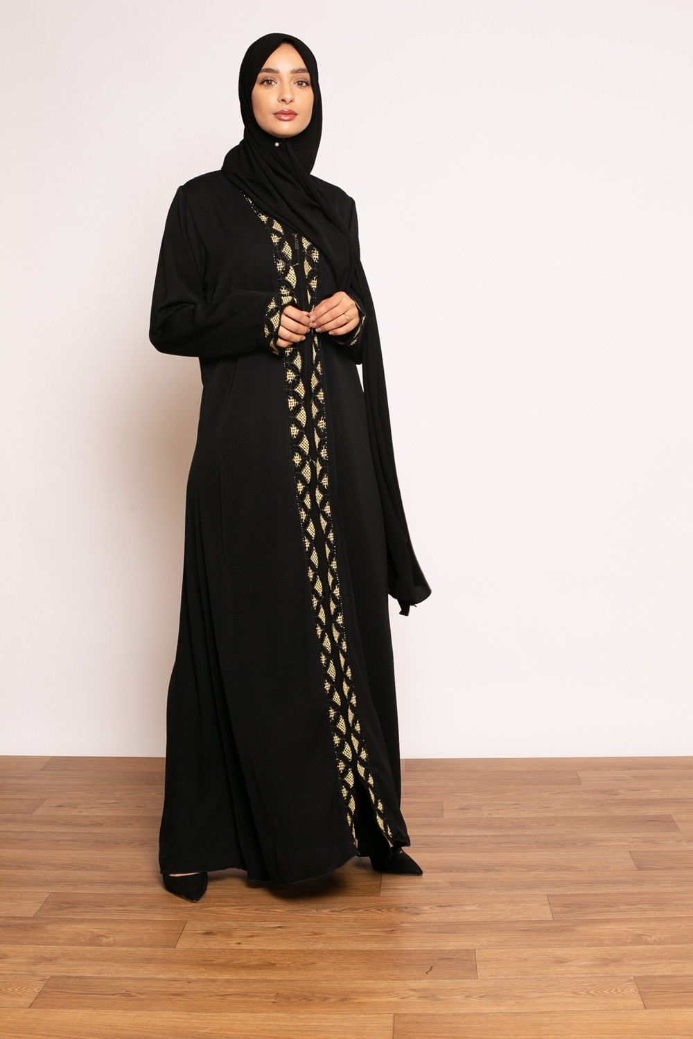Abaya brodé doré collection ramadan boutique hijab modeste