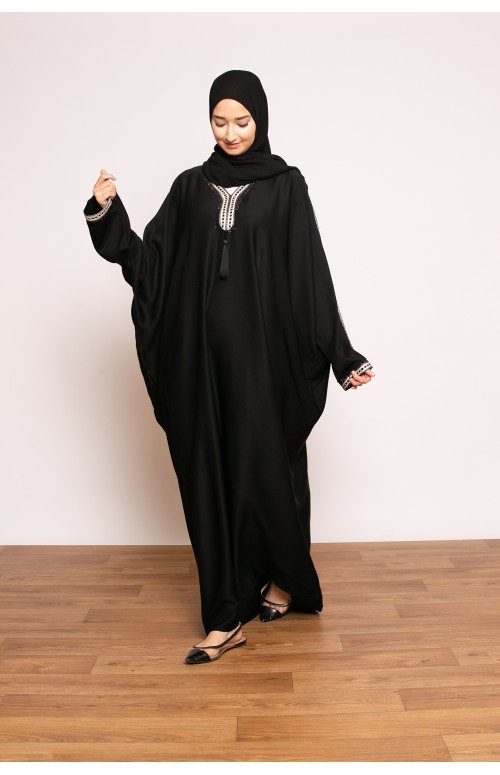 Abaya Dubai noir coupe papillon boutique prêt à porter pour femme musulmane