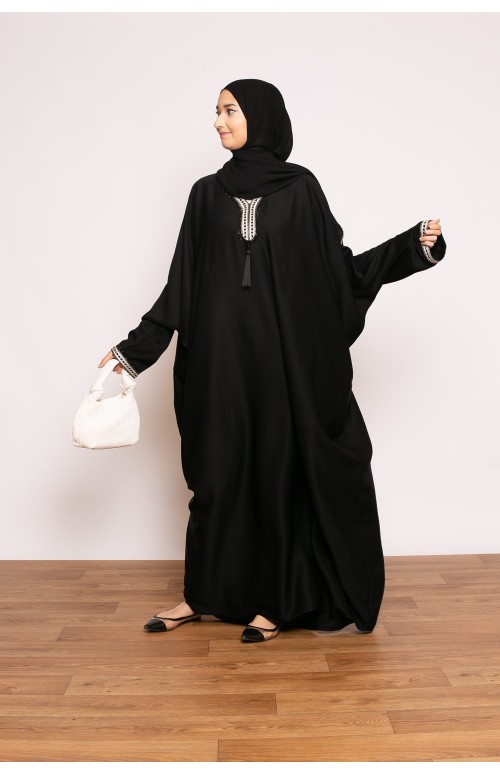 Abaya Dubai noir coupe papillon boutique prêt à porter pour femme musulmane