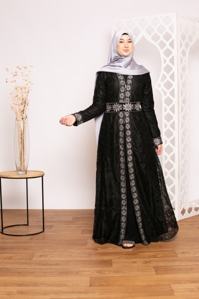 Ensemble 3 pièces robe dentelle boutique femme musulmane