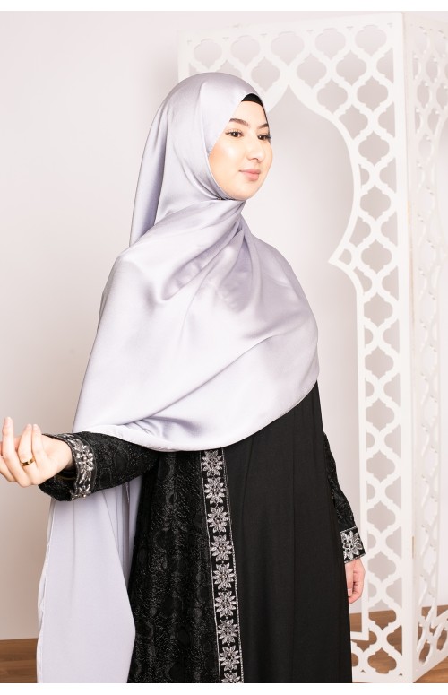 hijab sedef satiné gris