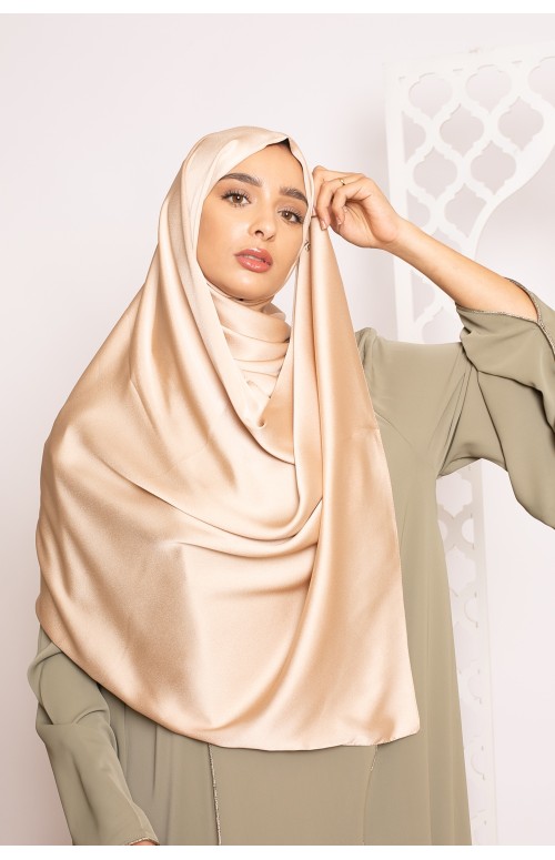 hijab sedef satiné taupe clair doré boutique hijab musulmane 
