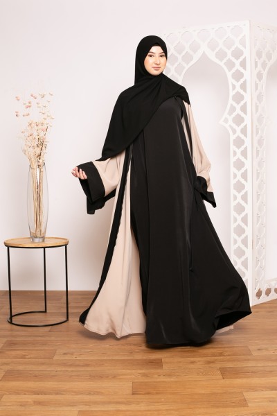 Abaya zip kristal beige collection ramadan pour femme musulmane