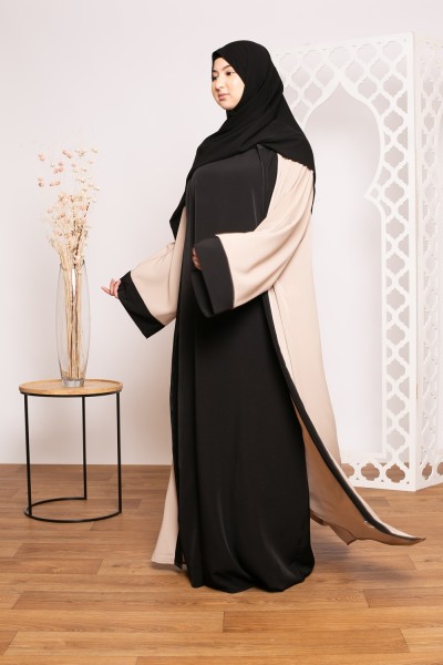 Abaya zip kristal beige collection ramadan pour femme musulmane