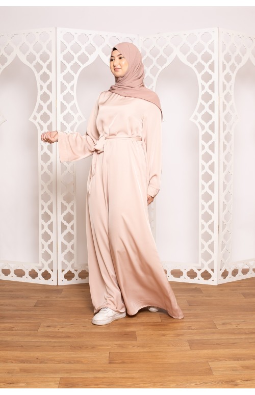 Robe évasée nude rosé nouvelle collection ramadan pour femme musulmane boutique vêtement