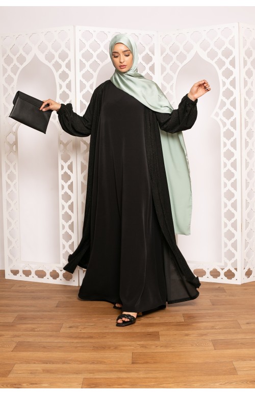 kimono paillette noir collection ramadan boutique vêtement pour femme musulmane