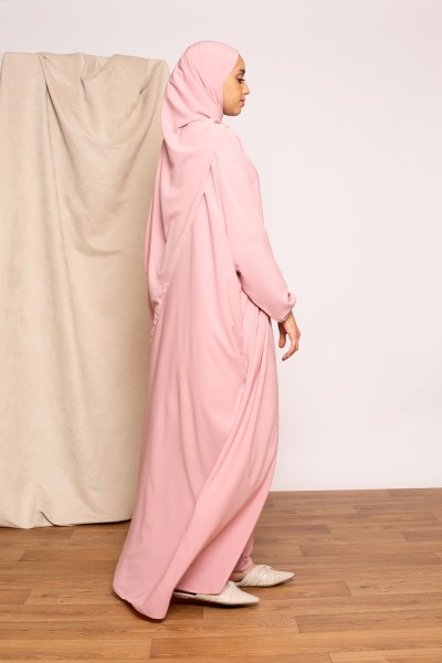Ensemble hijab xxl abaya médina rose