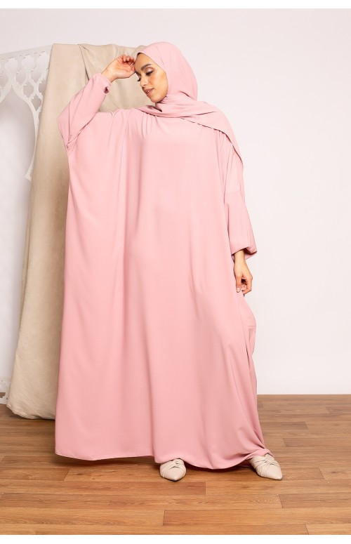 Ensemble hijab xxl abaya médina rose