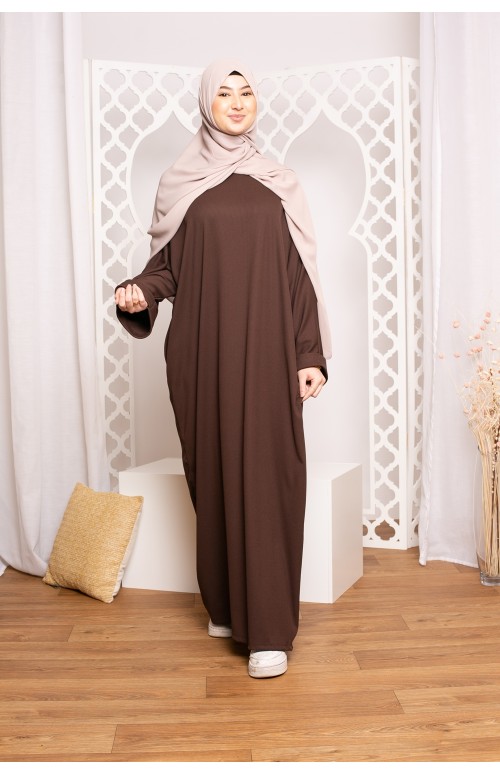 Abaya oversize chocolat pour jeune fille musulmane boutique vêtement mastour et pas cher