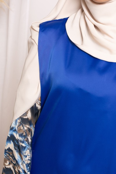 Robe sans manche satiné bleu roi collection printemps été boutique prêt à porter musulmane