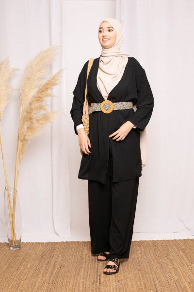 Ensemble kimono jazz noir collection printemps été boutique musulmane pas cher