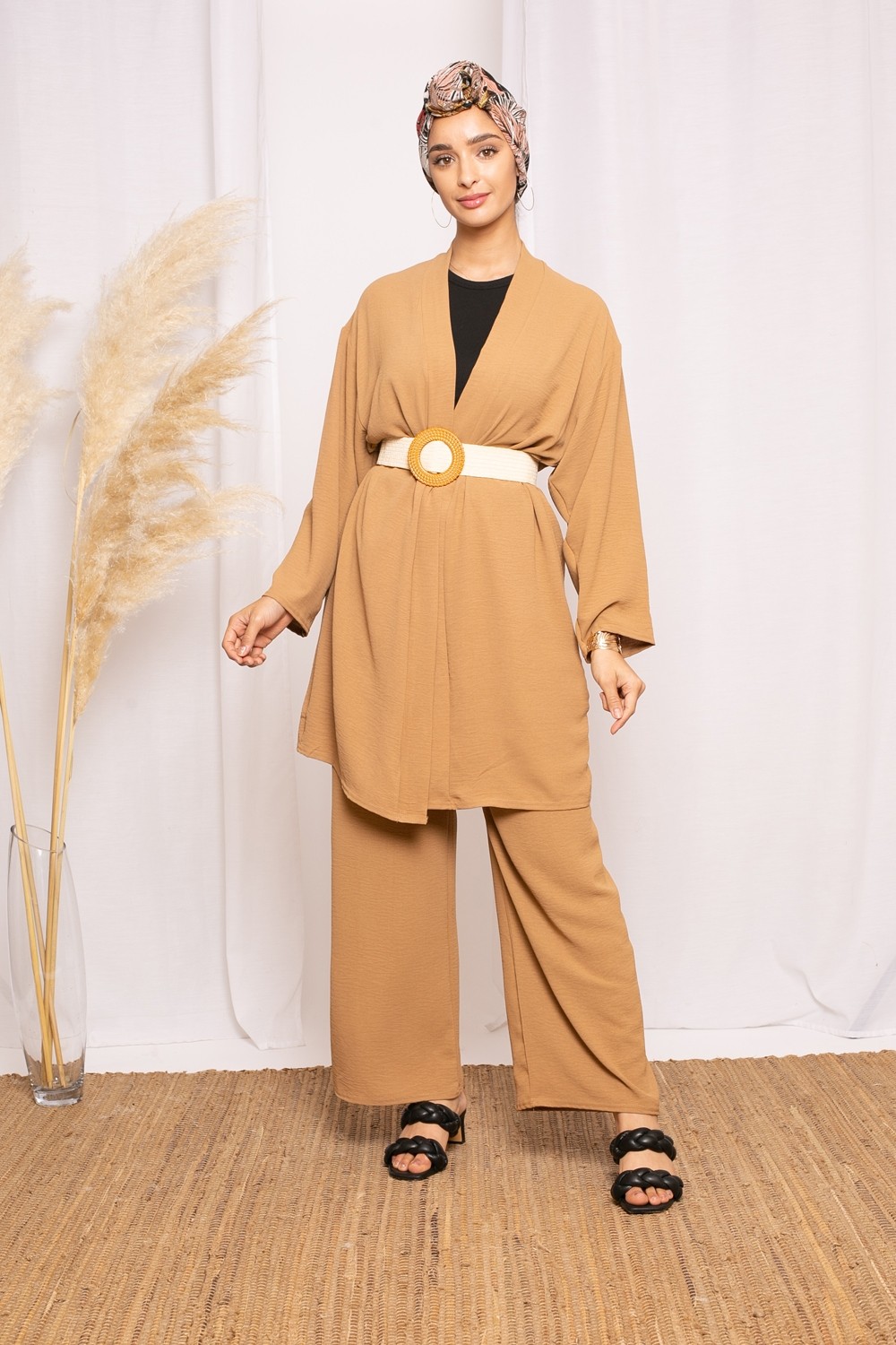 Ensemble kimono jazz moka boutique vêtement pour femme musulmane collection été
