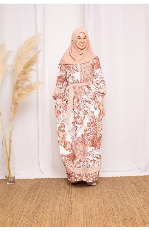 Robe bohème chataigne boutique hijab pour femme