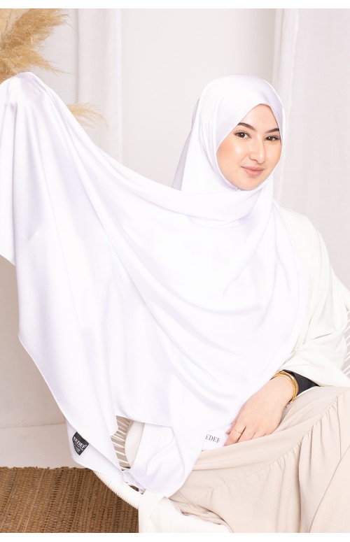 hijab sedef satiné blanc