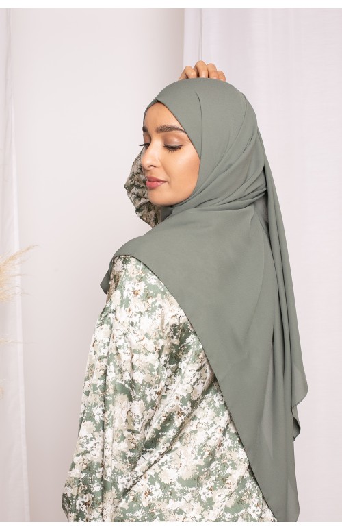 hijab luxe mousseline kaki boutique musulmane