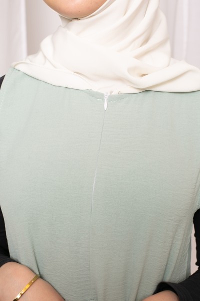 Robe bohème zip sans manche vert boutique musulmane pas cher