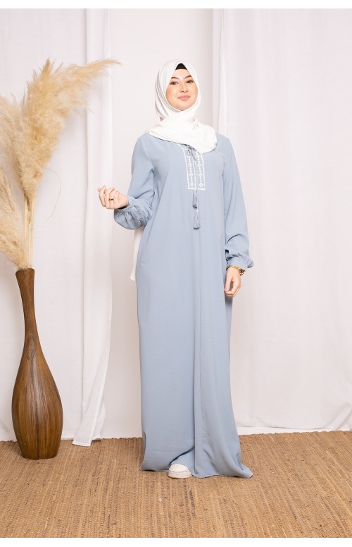 Robe jazz spring bleu collection femme musulmane boutique hijab pas cher
