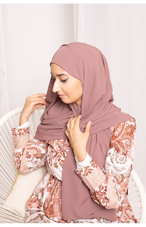 Hijab prêt à nouer soie de médine prune
