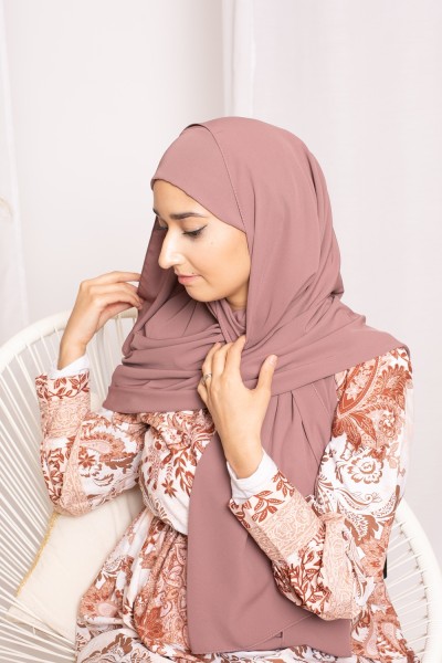 Hijab prêt à nouer soie de médine prune