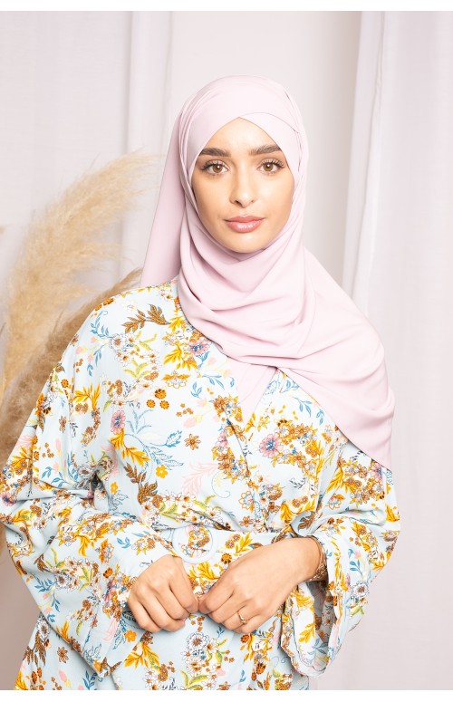 Hijab croisé à nouer soie de médine rose 