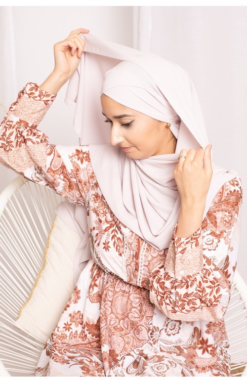 Hijab croisé à nouer soie de médine lilas très clair