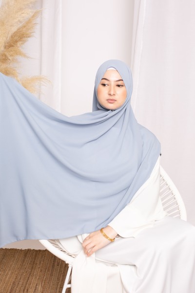 hijab luxe mousseline bleu 