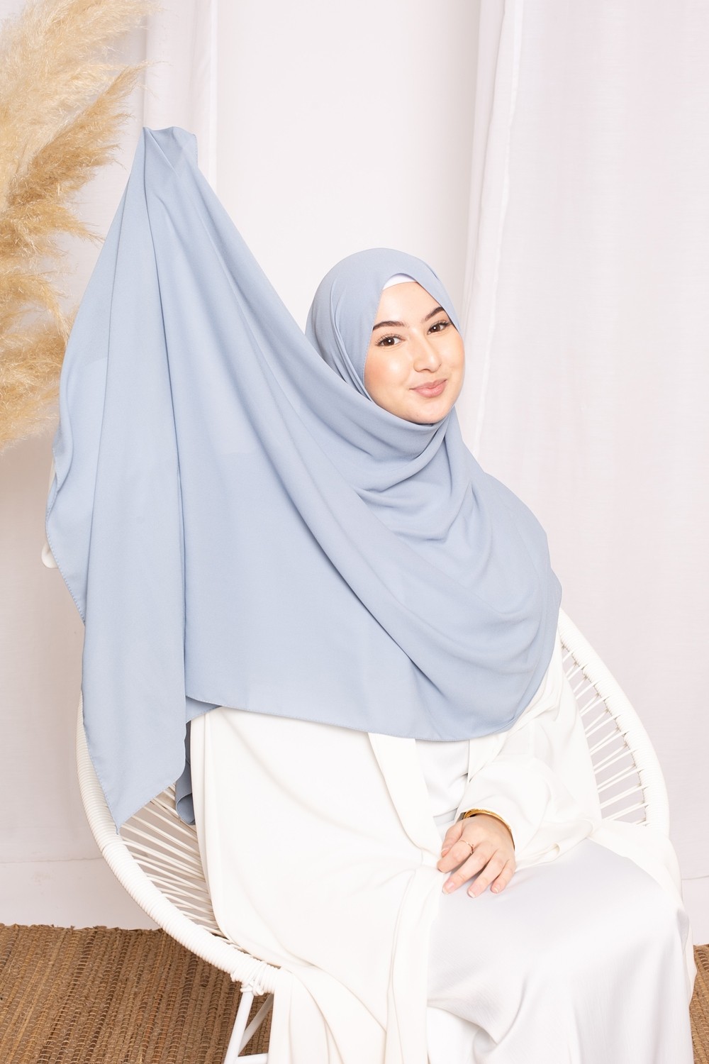 hijab luxe mousseline bleu clair