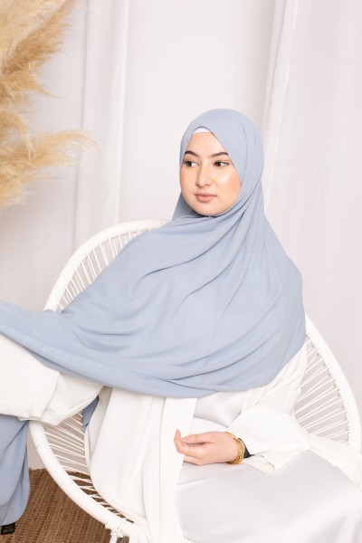 hijab luxe mousseline bleu 