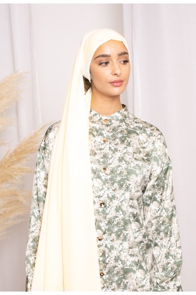 Hijab prêt à nouer soie de médine écru