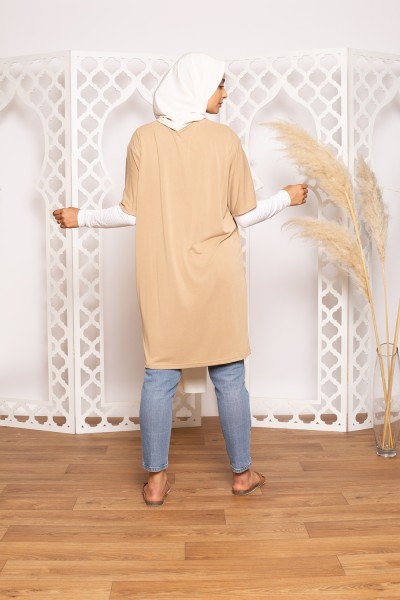 Maxi tee shirt beige pour femme musulmane