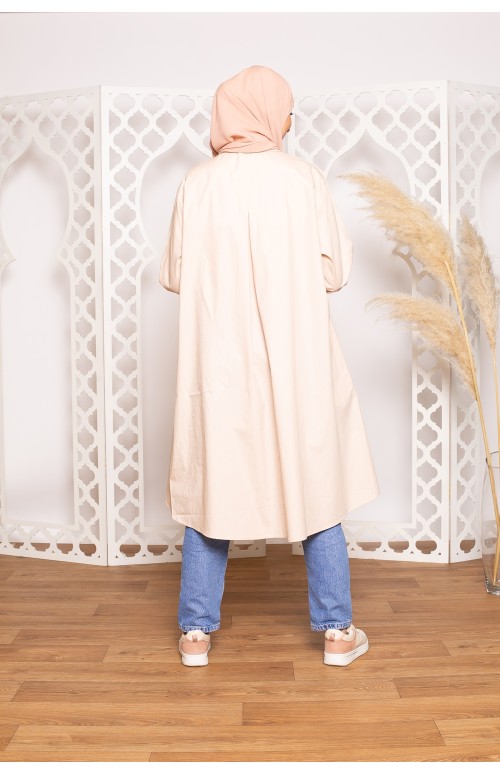 Chemise coton longue évasée nude collection été boutique musulmane pour femme