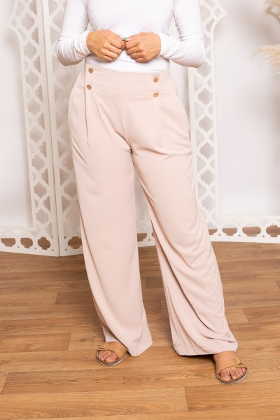 Pantalon à pince large nude rosé