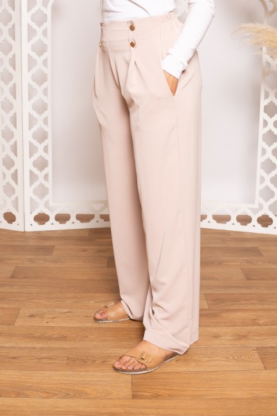 Rosy nude wide pleated trousers
