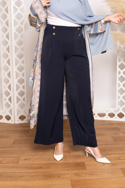 Pantalon à pince large bleu collection femme 