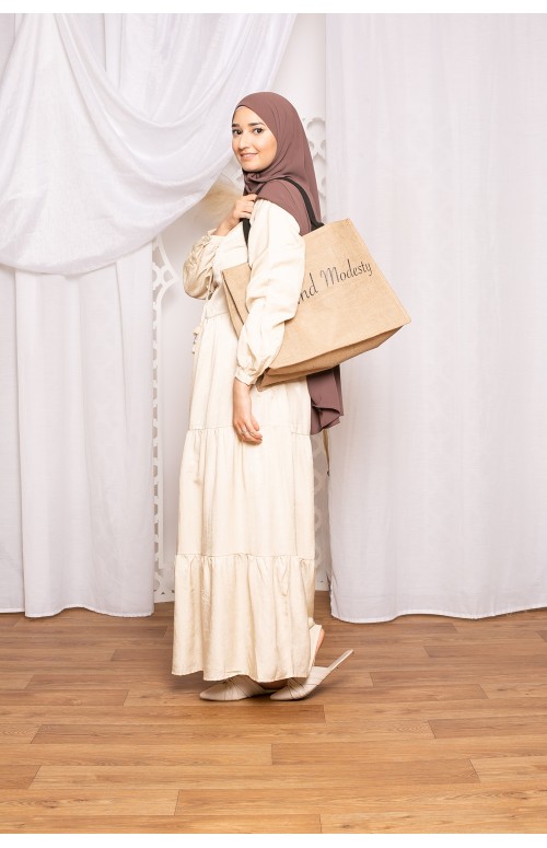 Robe bohème coton crème collection été boutique hijab