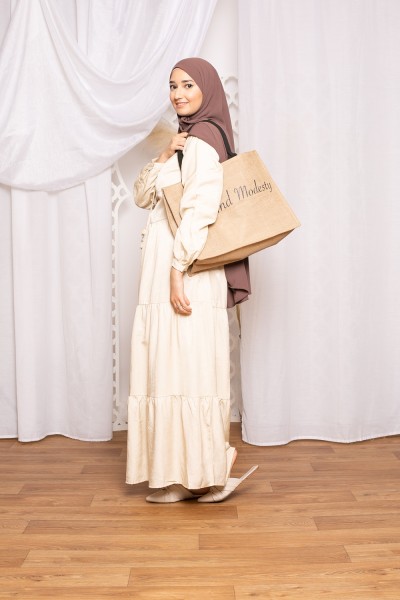 Vestido bohemio de algodón color crema