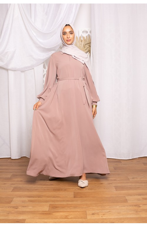 Robe chemise large taupe rosé collection été boutique musulmane