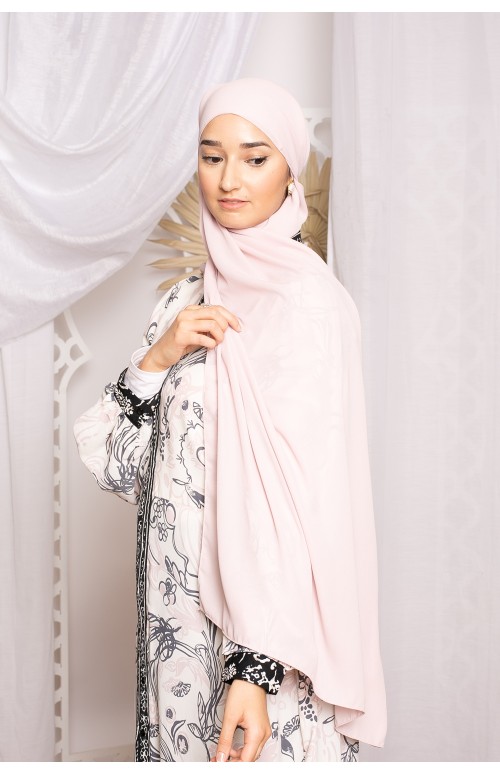 hijab luxe mousseline rose clair