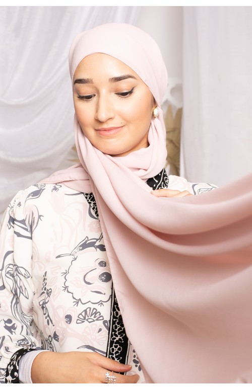 hijab luxe mousseline rose clair