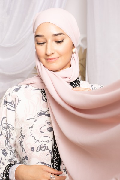 hijab de lujo de gasa rosa claro
