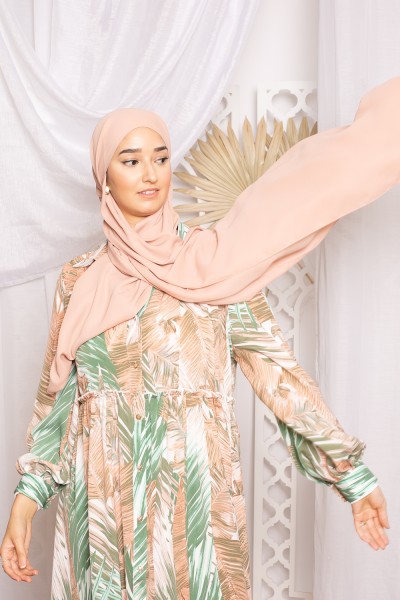 Pfirsich-Chiffon-Luxus-Hijab