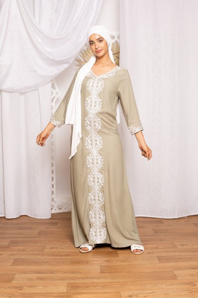 Robe d'intérieur kaki clair collection modeste pour femme