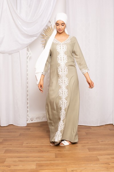 Robe d'intérieur kaki clair collection modeste pour femme